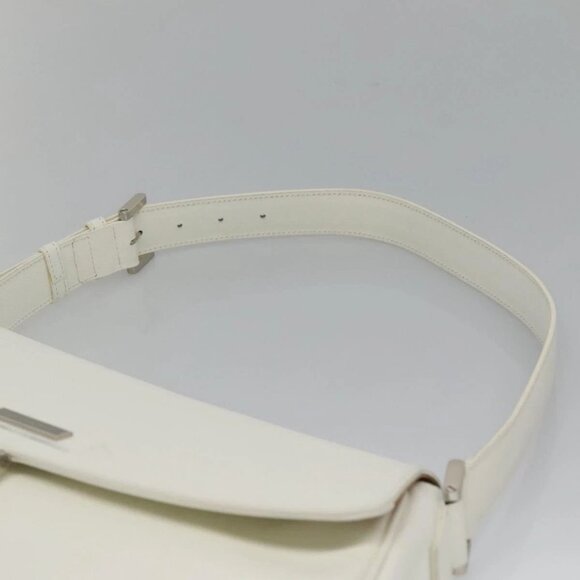 BURBERRY Shoulder Bag Leather White Silver Auth - Picture 6 of 15
